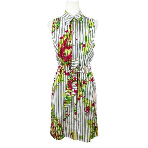 Robert Graham Dresses & Skirts - Robert Graham Striped Floral Cotton Shirt Dress M